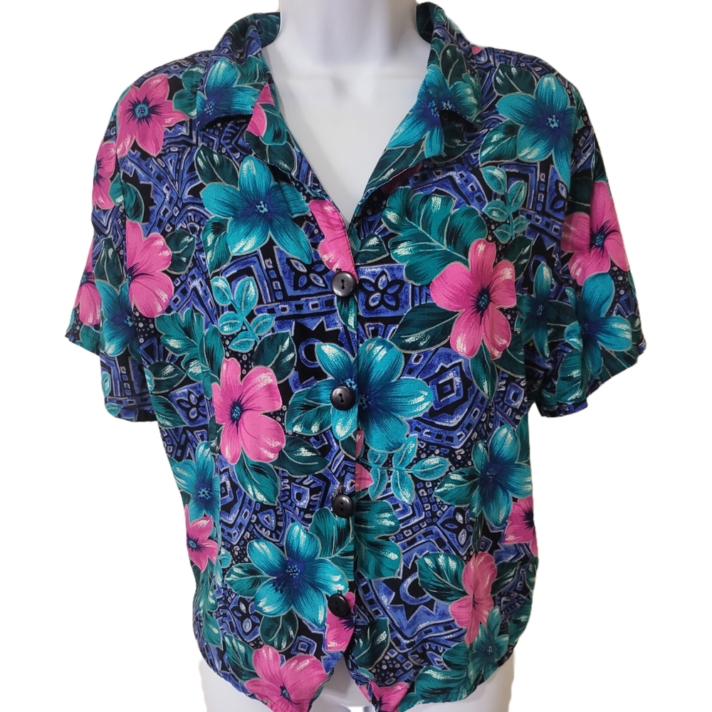 Vintage 1980s Floral Button Up